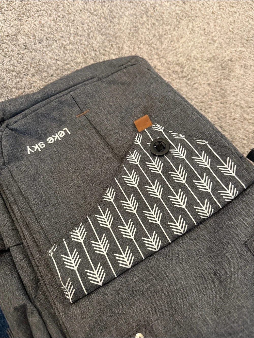 Lake Sky Gray Canvas Laptop Bag Backpack